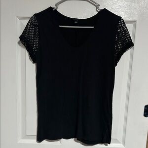Ann Taylor Black Knit Sleeve Tee